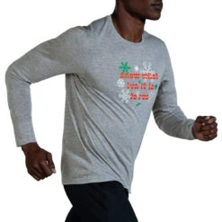 Brooks Men's Run Merry Distance Longsleeve - Heather Ash/Run Merry (211404047) -Sports Fashion Store 211404 047 MV Run Merry Distance Graphic LS