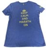 Marathon Sports Women's Keep Calm T-Shirt - Blue/Yellow -Sports Fashion Store KeepCalmandMarathon