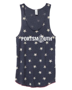 Women's Portsmouth Racerback Stars And Stripes Tank - Navy Blue (PORT-AA1927P-S)
