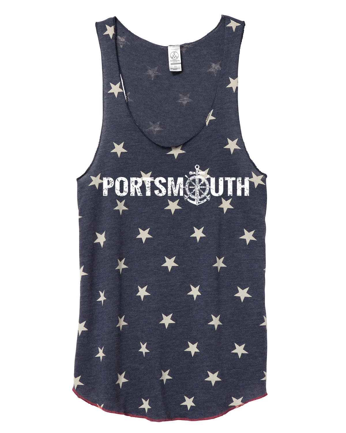 Women's Portsmouth Racerback Stars And Stripes Tank - Navy Blue (PORT-AA1927P-S) 3 Women's Portsmouth Racerback Stars And Stripes Tank - Navy Blue (PORT-AA1927P-S)