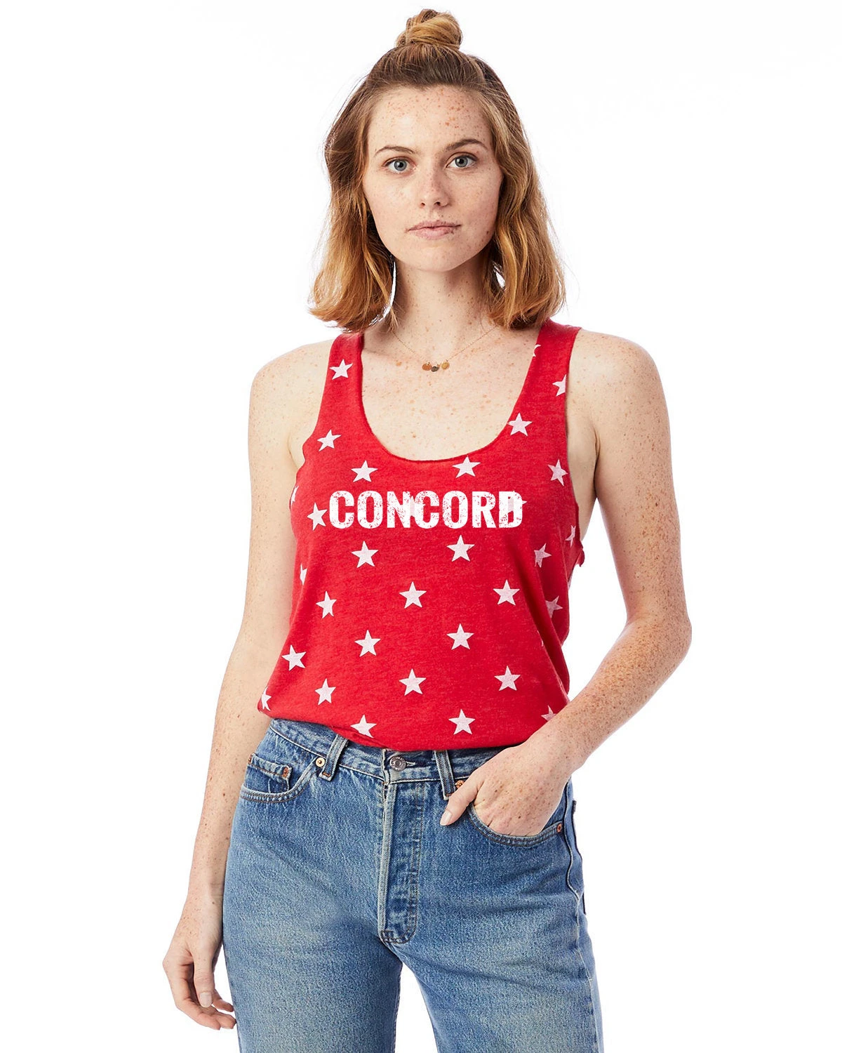 Women's Concord Racerback Stars And Stripes Tank - Red (CONCORD-AA1927P-TRS) 3 Women's Concord Racerback Stars And Stripes Tank - Red (CONCORD-AA1927P-TRS)