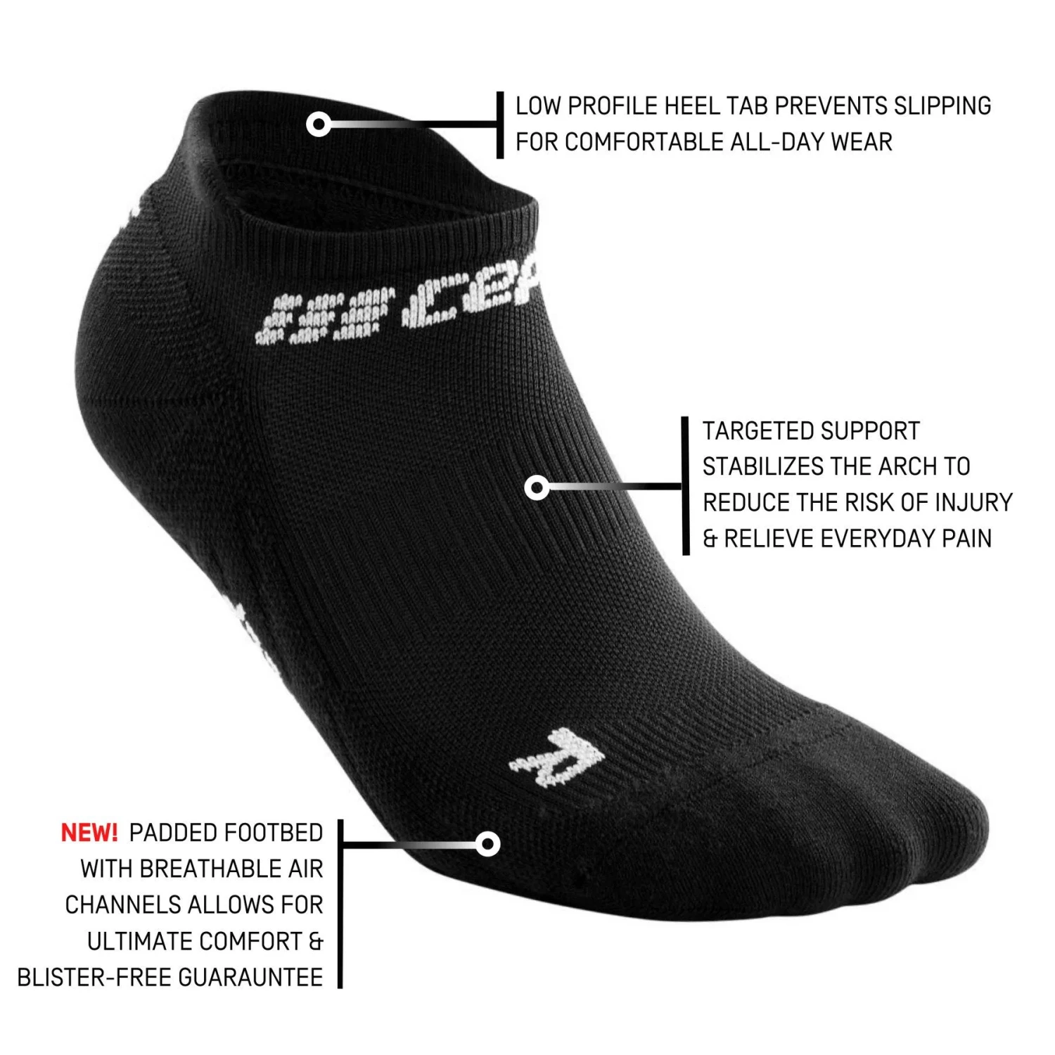 CEP Women's Compression No Show Socks 4.0 - Black (WP26R) 5 CEP Women's Compression No Show Socks 4.0 - Black (WP26R) - Image 3