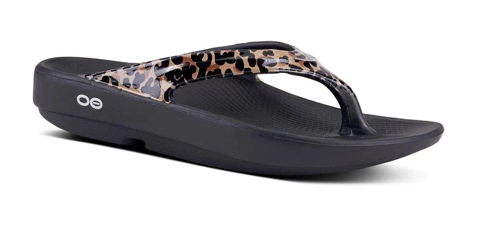 Oofos Women's OOlala Limited Sandal - Black/Leopard (1403) 4 Oofos Women's OOlala Limited Sandal - Black/Leopard (1403) - Image 2